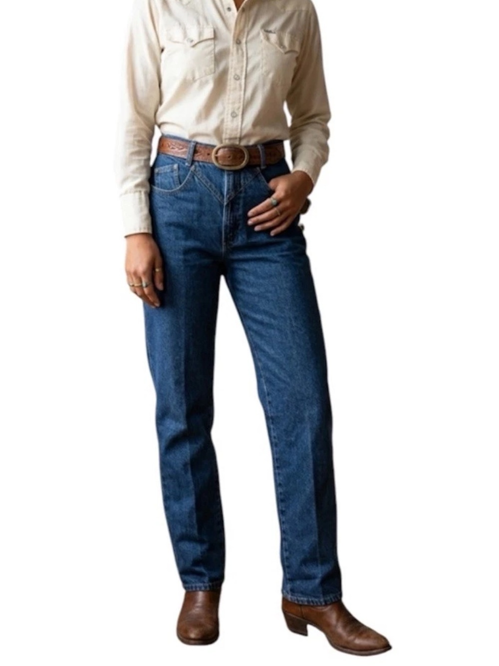 Vintage Rocky Mountain OCR Western Cowgirl Denim Dark Blue Jeans Size 11